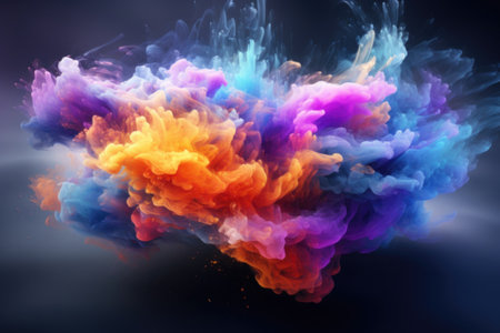 Colorful smoke on a dark background.の素材
