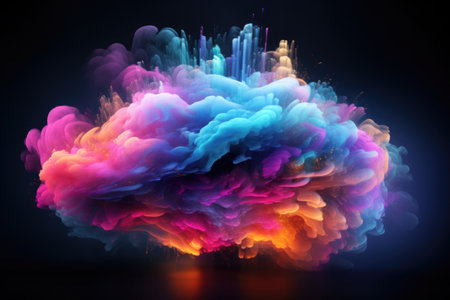 Colorful cloud of ink in water on black background.の素材