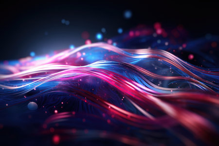 Abstract technology background with glowing particles. High tech background.の素材