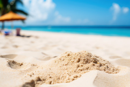 Summer background with clean sand and ocean.の素材