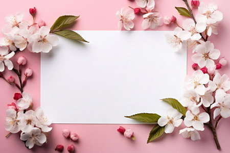 Greeting card decorated with flowers, copy space.の素材