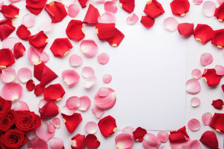 Wedding invitation template with rose petals.の素材