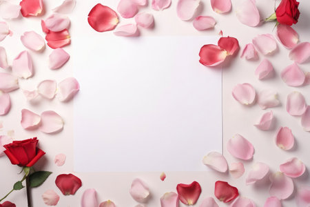 Greeting card mockup with petals.の素材