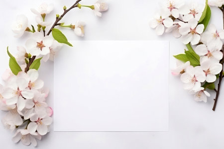 Blank card with floral decoration, copy space.の素材