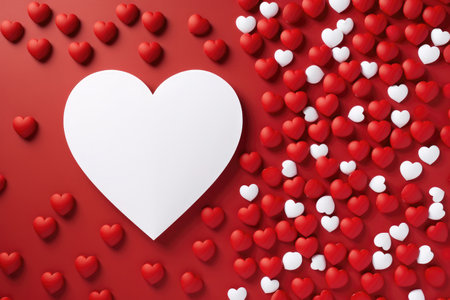 Greeting card with hearts for Valentine's or weddings, design template, blank card mockup, postcard.の素材
