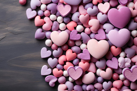 Valentine's Day or wedding invitation card with pink hearts.の素材