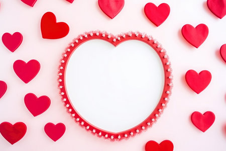 Romantic concept: Valentine's Day composition with heart shaped copy space.の素材