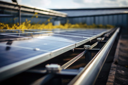 Clean energy generation: solar panels installed for a green future.の素材