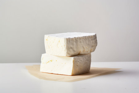 Delicious pieces of creamy goat cheese.の素材