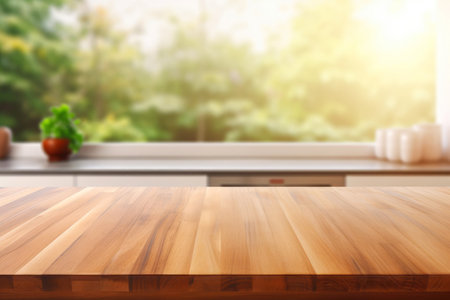 Design template with copy space on a wooden counter.の素材