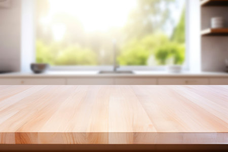 Business presentation template on a clean wooden table in the kitchen.の素材