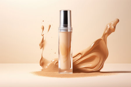 Facial correction: brown concealer in a matte glass bottle for even skin.の素材