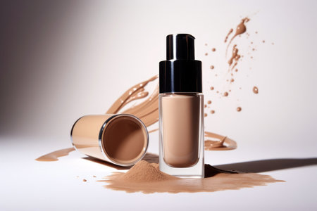 Foundation for facial skin on a white background.の素材