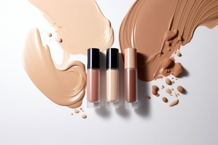 Concealer in sleek glass bottles, perfect for facial skin tone.の素材