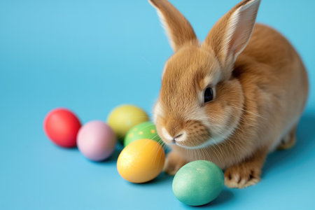 Easter bunny rabbit portrait: festive postcard template.の素材