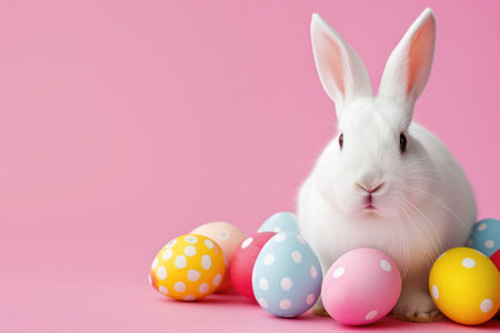 Easter bunny and blank postcard template.の素材