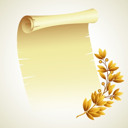 Laurel branch and a scroll. Vector illustration EPS 10のイラスト素材