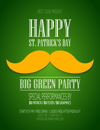 St. Patrick Day poster with a mustache and hat EPS10のイラスト素材
