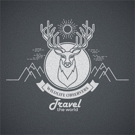 Wild animals. Flat line illustration. Logo designのイラスト素材