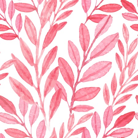 Seamless watercolor vector Pink pattern of leavesのイラスト素材