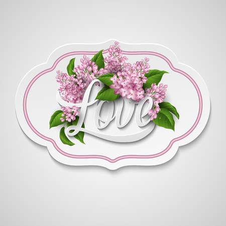 Word Love with flowers. Vector illustrationのイラスト素材