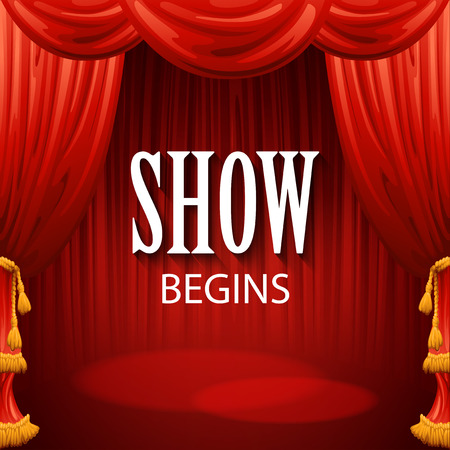 Red curtains. Theater scene. Vector illustration EPS10のイラスト素材