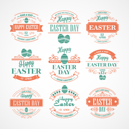Set Easter Holiday typography. Vector illustration EPS 10のイラスト素材