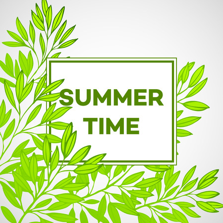 Frame with leaves and the inscription Summer time. Vector illustration EPS 10のイラスト素材