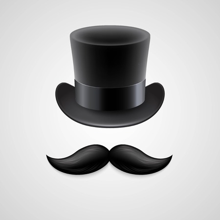 Vintage  top hat, mustaches. Vector illustrationのイラスト素材