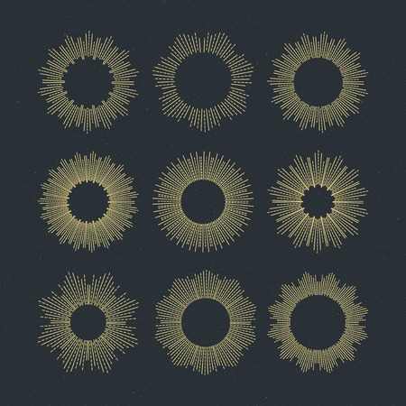 Set of Retro Sun burst shapes. Vector illustration のイラスト素材