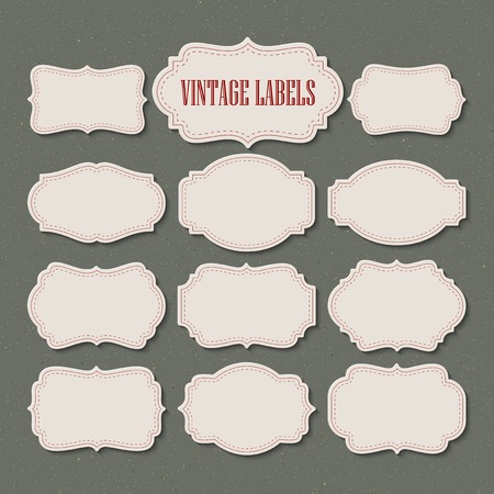 Vector set vintage labels and frame. Vector illustration