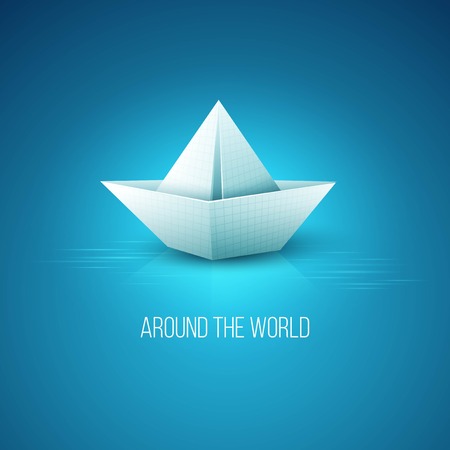 Origami paper boat . Vector illustration のイラスト素材