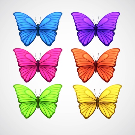 Collection of color butterfly icons.のイラスト素材