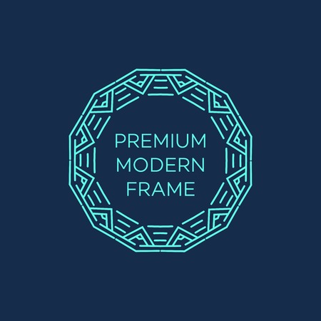 Vector geometric frame in mono line style. Monogram design element. Vector illustration EPS 10のイラスト素材