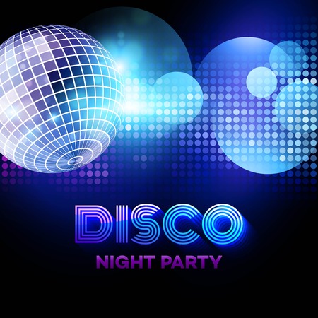 Disco background with discoball. Vector illustration のイラスト素材