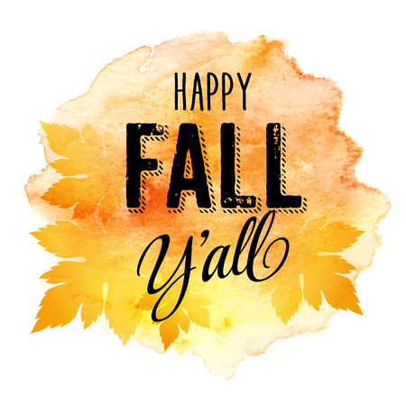 autumn label on watercolor backgroundのイラスト素材