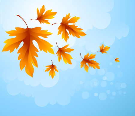 Autumn leaves background of blue skyのイラスト素材