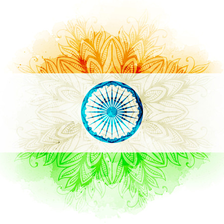 Indian flag concept in watercolor backgroundのイラスト素材