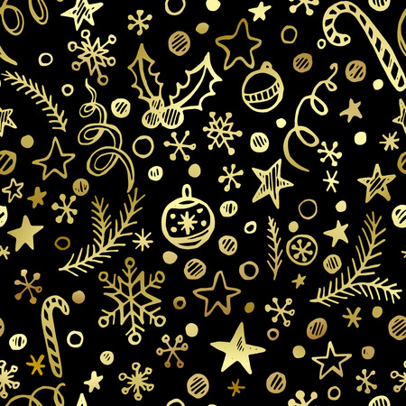 Christmas and New Year golden seamless pattern EPS 10のイラスト素材