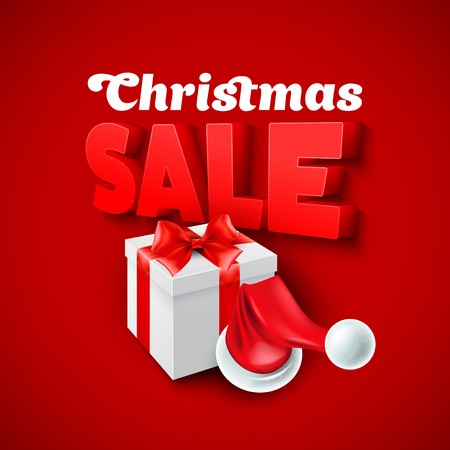 Christmas gift box and Santa hatのイラスト素材