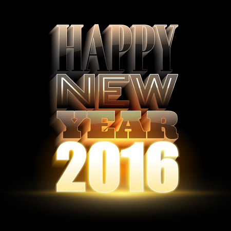 Happy New Year 2016. Holiday background with 3d light text. Vector illustrationのイラスト素材