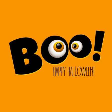 Funny Halloween greeting card monster eyes. Vector illustration のイラスト素材
