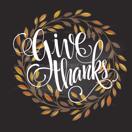 Card for Thanksgiving Day on the blackboard with floral design. Vector illustration EPS 10のイラスト素材