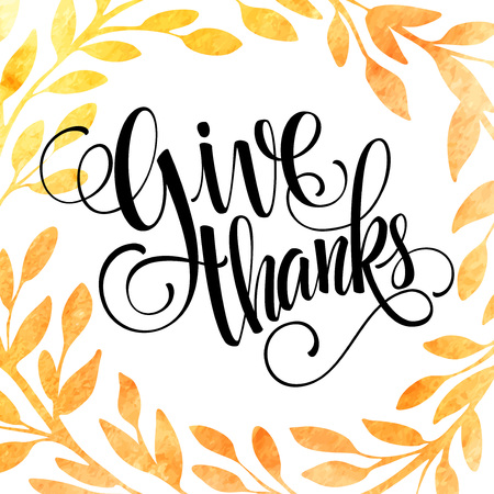 Thanksgiving card template. Watercolor painted vector autumn leaves. Vector illustration EPS 10のイラスト素材