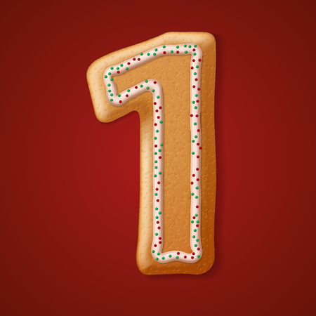 Christmas  cookies  numbers and character. Vector illustrationのイラスト素材