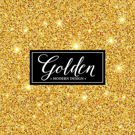 Vector label frame silhouette on the gold glitter background. のイラスト素材