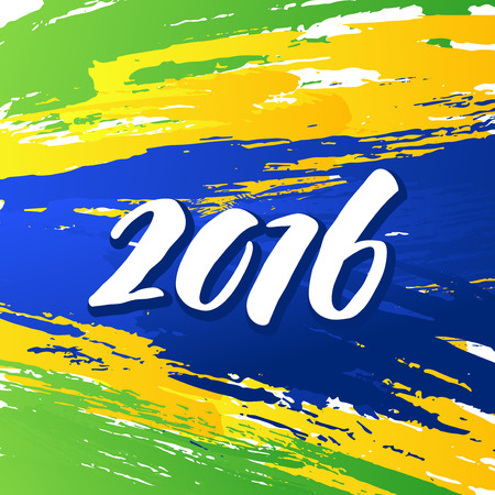 Background colors of the Brazilian flag with the inscription 2016. のイラスト素材