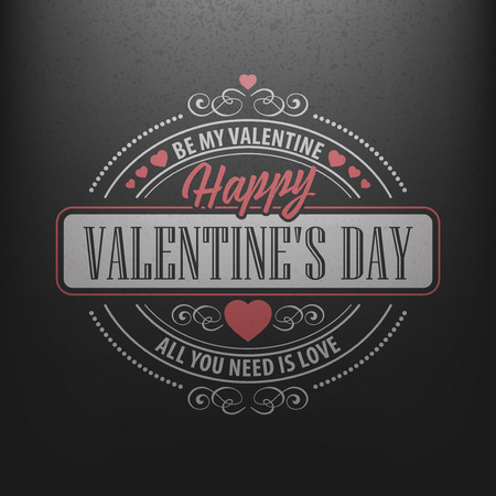 Typography Postcard Happy Valentine Day on a chalkboard. のイラスト素材