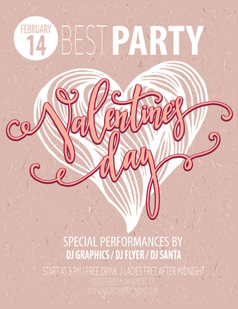 Valentines Day Party Flyer. Vector illustration EPS10のイラスト素材