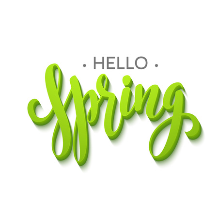 Hello Spring lettering design.のイラスト素材